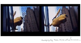 Eve Sonneman, Pica Chu, Thanksgiving Day Parade, New York, 2013. Digitally printed photograph on Japanese paper, diptych, ed. of ten, 20 x 30 inches (whole page). Courtesy of Nohra Haime Gallery