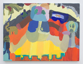 Brian Belott; The Bears, Marcelo Abramovsky, Age 8, Argentina; 2014. Flashe on canvas, 18 x 24 inches.