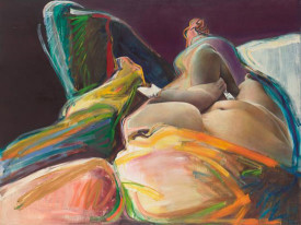 Joan Semmel, Purple Diagonal, 980. Oil on canvas, 78 x 104 inches. Courtesy of the artist and Alexander Gray Associates.