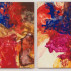 Bill Jensen, Mountain Tiger-Sky, 2013. Oil on linen, diptych, 40 x 32 inches overall. Courtesy of Cheim & Read Gallery
