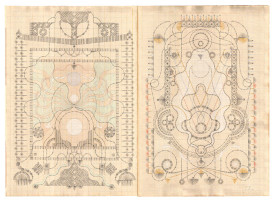 Louise Despont, Full Moons, 2014. Graphite and colored pencil on antique ledger book pages, 33 7/8 x 47 5/8 inches. Courtesy of the artist and Nicelle Beauchene.