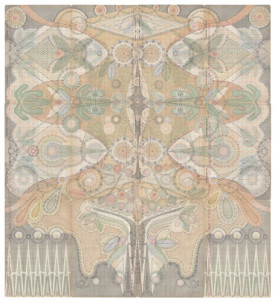 Louise Despont, Unfolding, 2014. Graphite and colored pencil on antique ledger book pages, 62 1/2 x 56 1/2 inches. Courtesy of the artist and Nicelle Beauchene.