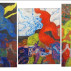 Bill Jensen, Loom of Origins, 2014-15. Oil on linen, triptych, 62 x 123-1/2 inches overall. Courtesy of Cheim & Read Gallery