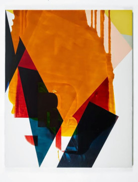 Michael Stubbs, Digiflesh #8, 2013. Household paint, tinted floor varnish, spray paint on MDF, 153 x 122 cm. Courtesy of the artist.