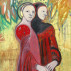 Selina Trieff, Two Women in Red, 1997. Oil, gold leaf on canvas, 36 x 30 inches. Courtesy of Ruth Bachofner Gallery