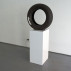 Carlo Ferraris, Going North East, 2015, Tire, text, motor, pedestal, 56 ½ x 24 x 16 ½ inches, Courtesy LYNCH THAM