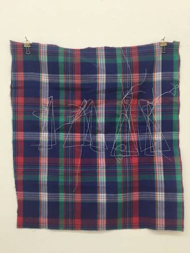 Justin H Long, Madras or Cape Cod, 2015. Cotton and thread, 18 x 16 1/2 inches. Courtesy of BravinLee Programs.