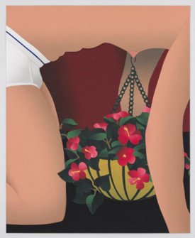 Anthony Iacono, Hanging Plant, 2015. Acrylic, cut paper and linen tape, 24 x 19 inches. Courtesy of P.P.O.W. Gallery, New York