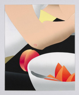 Anthony Iacono, Peach and Rug Burn, 2015. Acrylic, cut paper and linen tape, 23 x 19 inches. Courtesy of P.P.O.W. Gallery, New York