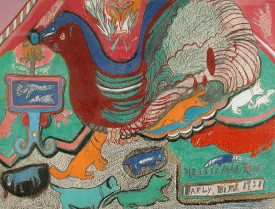 Nellie Mae Rowe, Early Bird, 1981. Paint and crayon on canvas, 20 x 24 inches © Nellie Mae Rowe, Shaun Gillen Photography