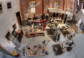 Interior of subTRACTION, 2013. Scaled model of Traction Company by members of the collective. Photo: Jesse Friedman
