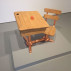 Sonny Assu, Leila’s Desk, 2013. 1930s School desk (wood and cast iron), copper leaf, and vintage Lifebuoy soap, 22 x 33 x 24 inches. Courtesy of the artist.