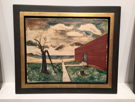 Gertrude Abercrombie, Broken Limb, ca. 1940. Tempera on Masonite, 11-7/8 x 15 inches on view at Richard Norton Gallery. Photo: Deven Golden for artcritical.com