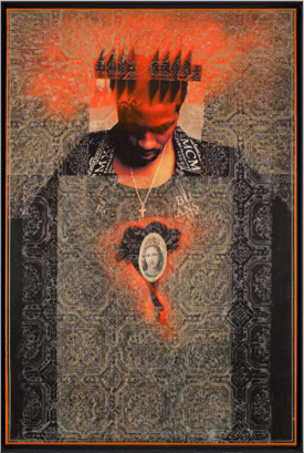 Rodri?guez Calero, The Apparition, 1999. Acrollage on canvas, 36 x 24 inches. Courtesy of the Artist.