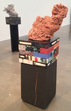 Arlene Shechet, Sleepless Color, 2009-10. Ceramic, glazed kiln brick, acrylic paint, steel and hardwood, 60 3/8 x 19 x 18 1/8 inches. The Mordes Collection, West Palm Beach, Florida