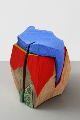 Arlene Shechet, Jewel, 2016. Glazed ceramic, painted and carved hardwood, 17 x 15 x 16 inches. Courtesy of the Artist and Sikkema Jenkins & Co.