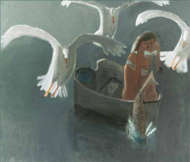 Kyle Staver, Releasing the Catfish, 2011. Oil on canvas, 54 x 56 inches. Courtesy of Steven Harvey Fine Art Projects