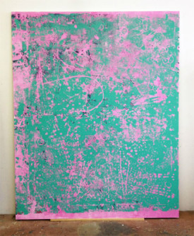 Stephen Maine, P15-0720, 2015. Acrylic on canvas, 100 x 80 inches. Studio view. Courtesy of Hionas Gallery