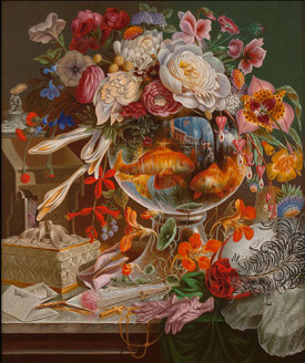 Edward Ashton Goodes, Fishbowl Fantasy, 1867. Oil on canvas, 30 x 25-1/8 inches. Collection of Peter A. Feld