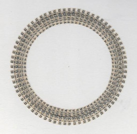 Meg Hitchcock, 72 Virgins, 2015. Letters cut from the Koran