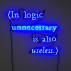 Carol Szymanski, Ceci n’est pas un Kosuth, 2012. Blue fluorescent light, 34 x 34 x 3 inches. Courtesy of Guided by Invoices/The Artist.