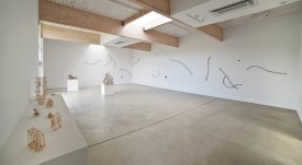 installation shot, Linear Elements: Alain Kirili and James Siena, at Art Omi International Arts Center, Omi, New York