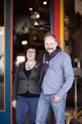 Artists Bruce and Julie Webb in front of the Webb Gallery, Waxahachie, Texas. Photo: Michelle Mackey