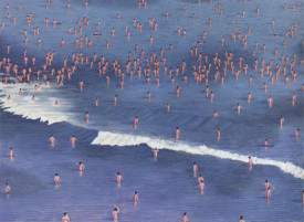 Thomas Eggerer, Waterworld, 2015. Oil on canvas, 116 x 161 inches. Courtesy of the artist and Petzel.