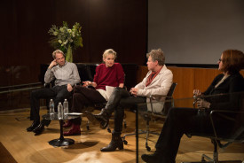 Left to right: Alexi Worth, Siri Hustvedt, David Cohen and Roberta Smith. Photo: Gregg Richards/Brooklyn Public Library