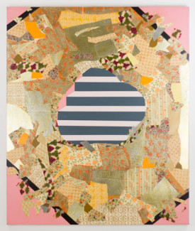 Miriam Schapiro, Flying Carpet, 1972. Acrylic and collage on canvas, 60 x 50 inches. The Estate of Miriam Schapiro