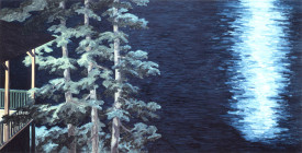 Robert Berlind, Piseco, 1985. Oil on linen, 60 x 108 inches. Neuberger Museum