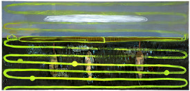 Charles Yuen, Man with Tubers, 2015. Oil on canvas, 30 x 63 inches. Courtesy of the Artist and Studio 10