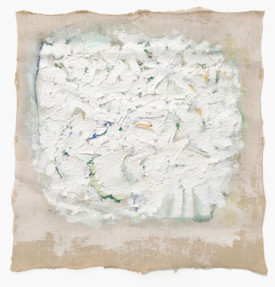 Robert Ryman, Untitled #1003, 1960–61. Oil and gesso on unstretched linen canvas. © 2015 Robert Ryman /Artists Rights Society (ARS), New York