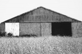 Ellsworth Kelly, Barn, Southampton, 1968. Gelatin silver print, 8-1/2 x 13 inches. Courtesy of Matthew Marks Gallery