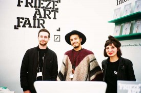 Manning the booth at Frieze-Brian Smith, Eric Fernandez and Bethany Robertson