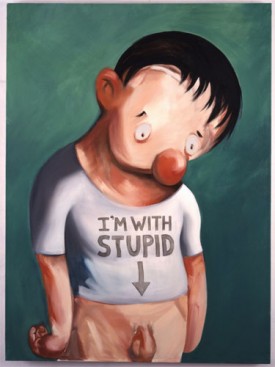 Nicole Eisenman, I'm with Stupid, 2001. Oil on canvas, 51 x 39 inches. Courtesy of the artist and the New Museum.