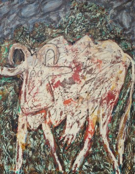 Jean Dubuffet, Vache la belle mufle?e/Cow with the Beautiful Muzzle, 1954. Oil on canvas, 45-5/8 x 35 inches. Private Collection. Photograph by Kent Pell / © 2016 Artists Rights Society (ARS), New York / ADAGP, Paris