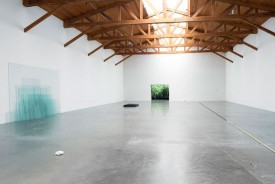 Installation view, "Wilfredo Prieto: You Can't Make a Revolution With Silk Gloves," 2016, at Kurimanzutto, Mexico City. Courtesy of the gallery.