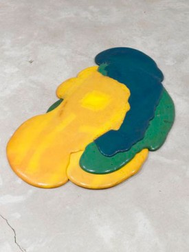 Lynda Benglis, Untitled, 1970. Pigmented polyurethane foam, 3 1/2 x 36 x 54 inches. Courtesy of the artist and Rachel Uffner.