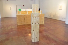 Installation shot of the exhibition under review, with "Double Doors of the Horizon" foreground. Courtesy of Geary Contemporary, New York, 2016