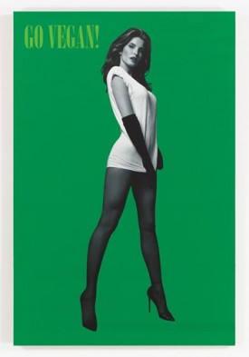 Jonathan Horowitz, Go Vegan! (Stephanie), 2016. C-print on recycled Hexacomb paperboard, 51 x 24 x 3/4 inches. Photo by Tom Powel Imaging, Inc. Courtesy of the artist and the Brant Foundation.