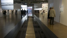Installation shot of the exhibition under review with the 120-foot piano roll transcript of Jack Kerouac's “On the Road,” foreground. © MaxPPP / Annie Viannet/MAXPPP