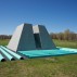 Dennis Oppenheim, Dead Furrow, 1967/2016. Wood surfaced with organic pigment, PVC pipe. Fabricated at Storm King Art Center.