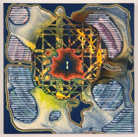 Sarah Walker, Interpoint, 2016. Acrylic on panel, 16 x 16 inches. Courtesy of the artist and Pierogi Gallery