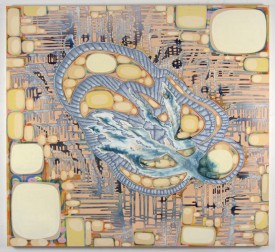 Sarah Walker, Qbit, 2016. Acrylic on linen, 66 x 72 inches. Courtesy of the artist and Pierogi Gallery