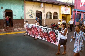Installation View, "Empalagoso: The Chichigalpa Portrait Project - Protest Banners," 2015, Chichigalapa, Nicaragua. Courtesy of Tom Laffay.
