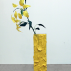 Jane Benson, Faux Faux (Iris Yellow), 2015. Hand cut artificial flower and glass 30 x 15 x 13 inches. Courtesy of the artist and The Parlour Bushwick