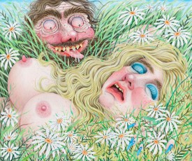 Rebecca Morgan, Creeper in the Grass, 2016. Oil and graphite on panel, 15 x 18 inches. Courtesy of Asya Geisberg and the artist.