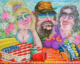 Rebecca Morgan, Family Reunion, 2016. Oil and graphite on panel, 24 x 30 inches. Courtesy of the artist.