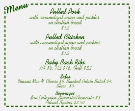 The menu of Fort Gansevoort's BBQ